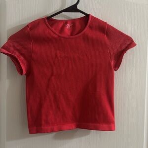 Urban Outfitters Red Ribbed Short Sleeve Tee